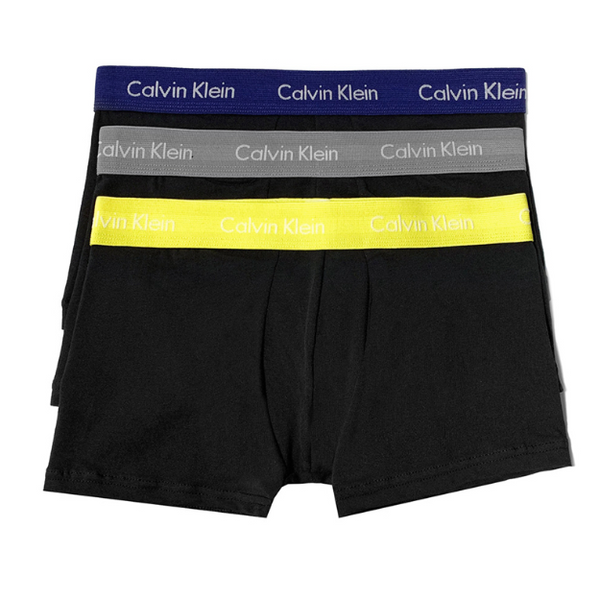 Boxer shorts Calvin Klein Cotton Stretch Low Rise Trunk 3 Pack Black/ Black  Heather/ Yellow/ Green