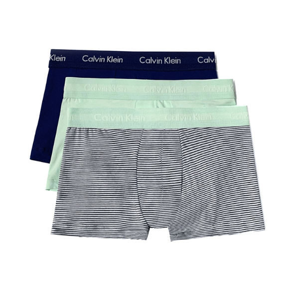Men's Tommy Hilfiger Cotton Stretch 3-Pack Boxer Briefs/ Green Navy Stripe  Blue