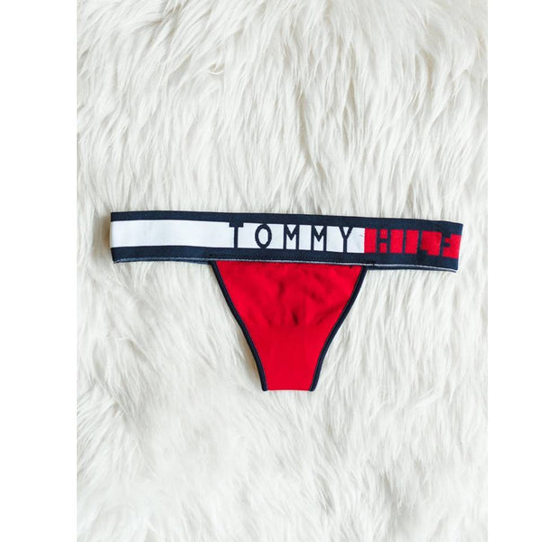 Tommy Hilfiger Women's Seamless Bikini Logo Underwear Panty, Apple RED, M  at  Women's Clothing store
