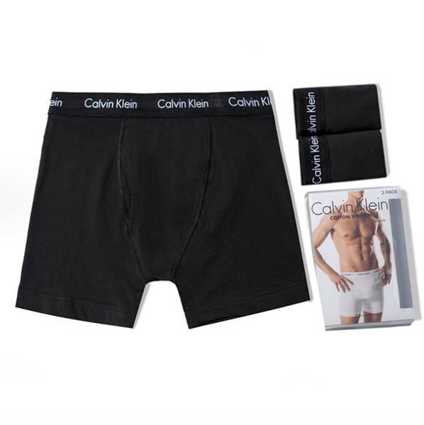 Calvin Klein Men's NU2666 Cotton Stretch Boxer Brief Black & Navy Blue XL  2-pack