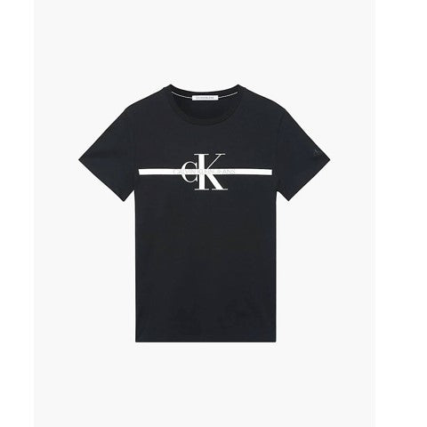 CALVIN KLEIN SS tape repeat layered logo crewneck tee