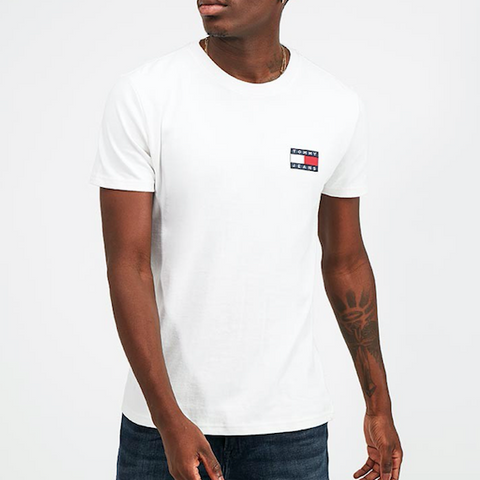 Crew HiPOP Tommy White – Badge Hilfiger Neck Fashion T-Shirt Jeans Tommy